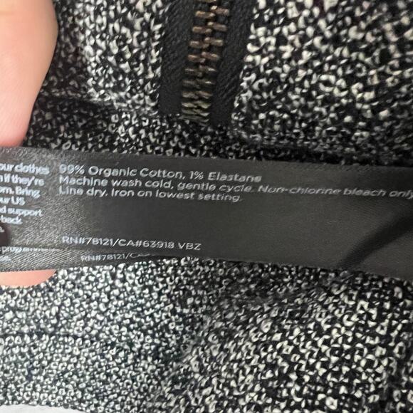 EILEEN FISHER Women's L Black White Organic Cotton Tweed Stand Collar Zip Jacket - Picture 9 of 13